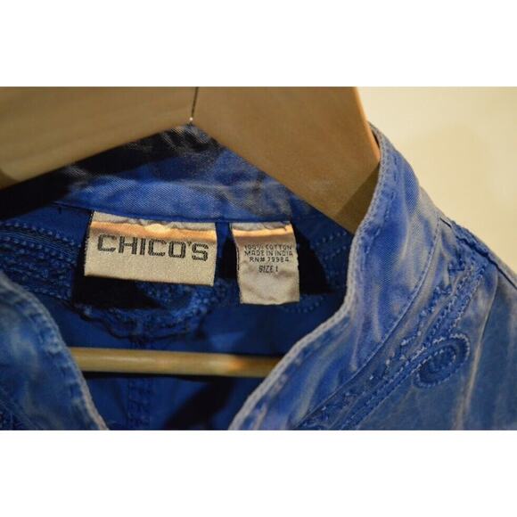 Chicos Embroidered Jacket Womens Size 1 (US Small/8) Steel Blue Cotton - Picture 12 of 12